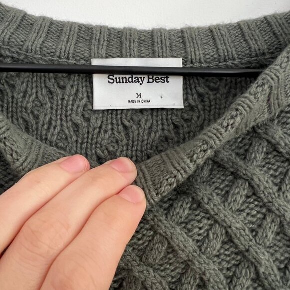 Aritzia Sunday Best Cable Knit Peggy Sweater in Sage - Picture 2 of 2